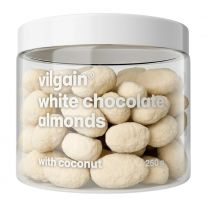 Vilgain Mandle v čokoláde biela čokoláda posypaná kokosom 250 g