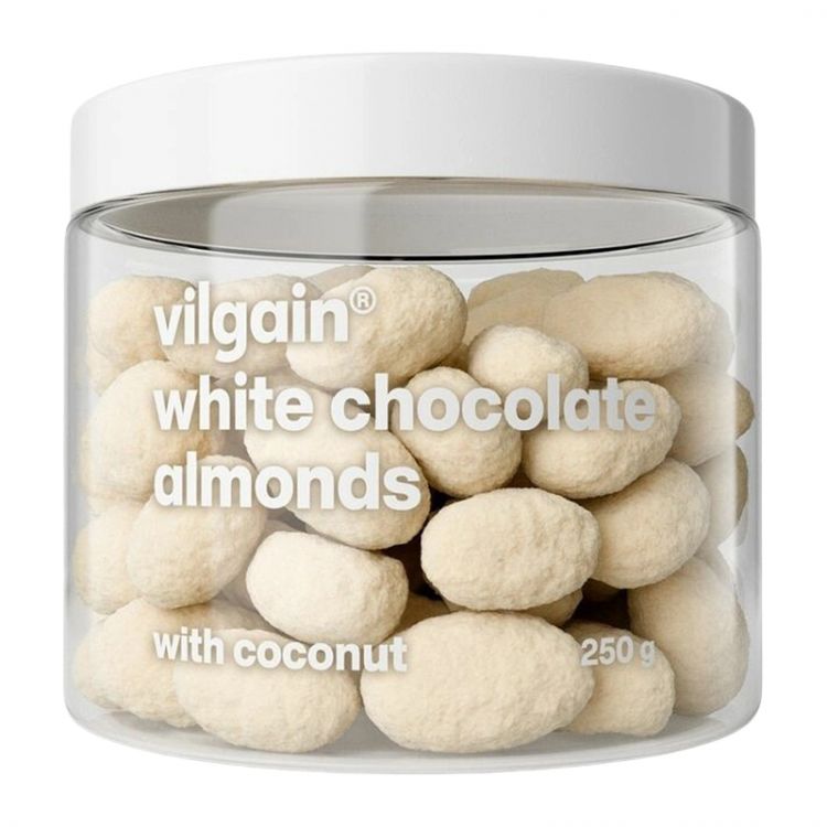 Vilgain Mandle v čokoláde biela čokoláda posypaná kokosom 250 g