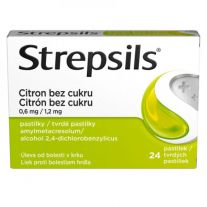 STREPSILS Citrón bez cukru 24 tvrdých pastiliek