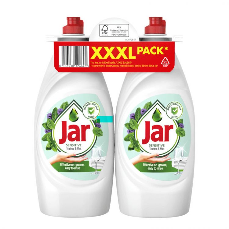 Jar dishwasher liquid 2x850 ml Sensitive Tea Tree&Mint