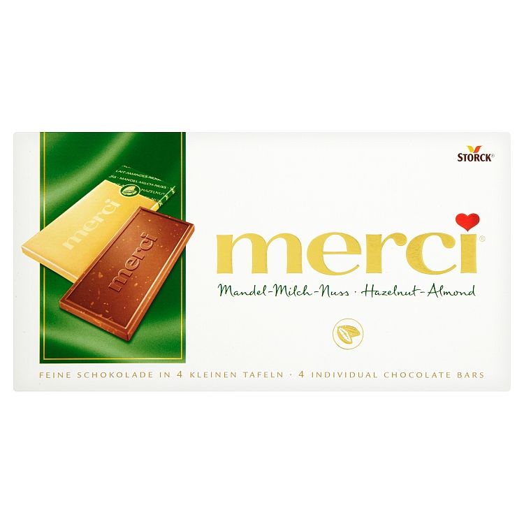 Merci Jemný mliečna čokoláda s kúskami lieskovcov a mandlí 100 g - eDELIA.sk