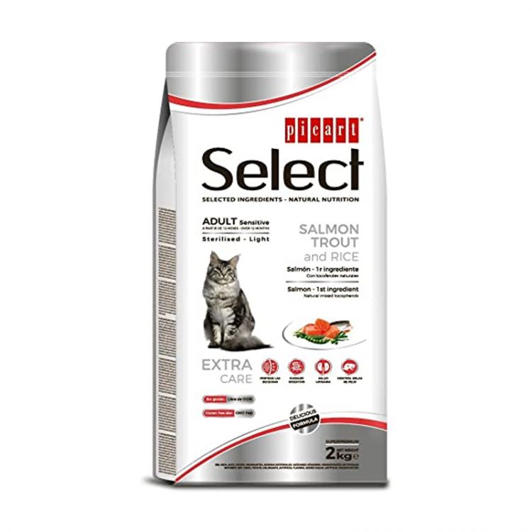 SELECT STERILIZED SENSITIVE Superprémiové krmivo pre sterilizované mačky  losos + ryža 2 kg