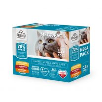 FRENDI Kapsička  12 x 100 g Kapsičky pre mačky - 4x hovädzina, 4x morka, 4x kura 70% mäsa v kúskoch
