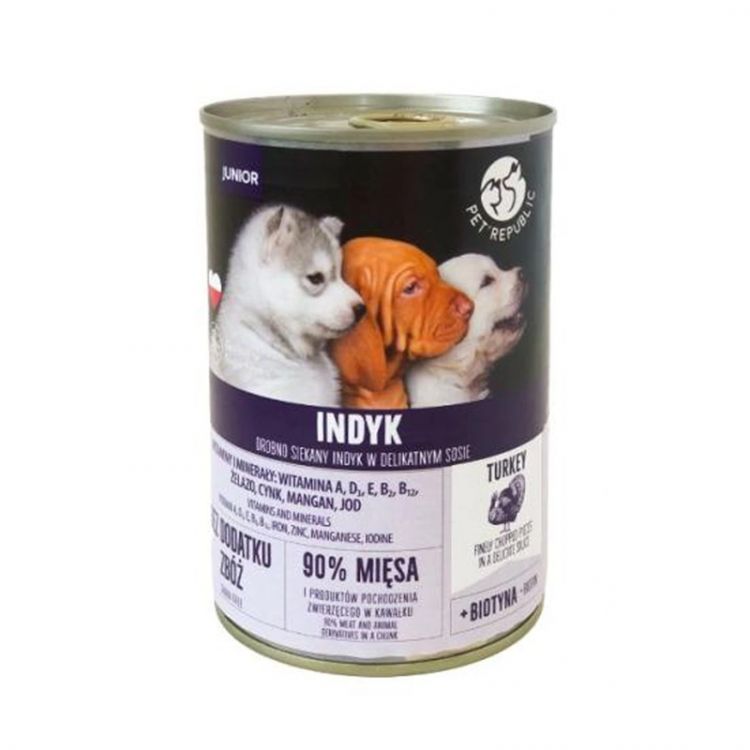 PET REPUBLIC Konzervapre šteňatá s morčacím mäsom  400g