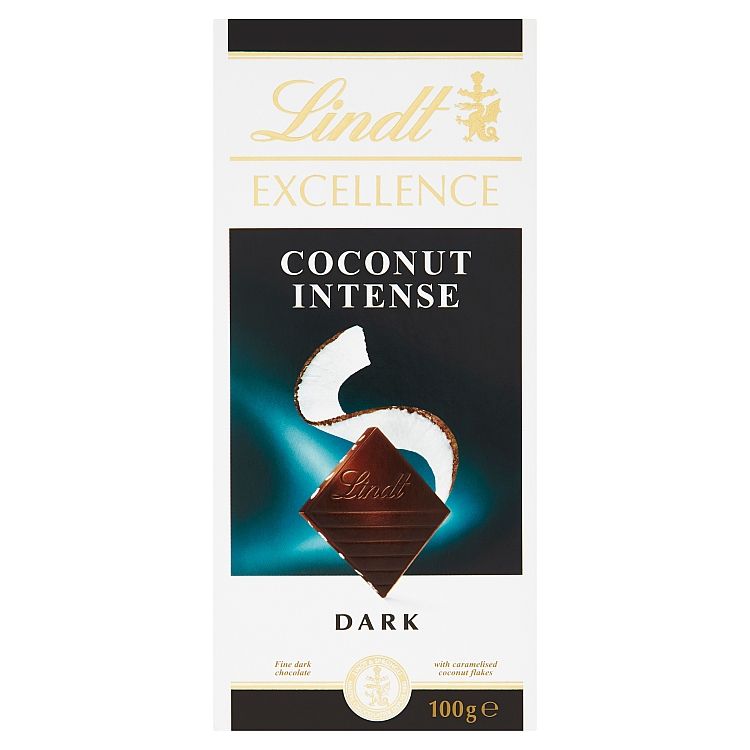 Lindt Excellence Extra horká čokoláda s karamelizovanými kúskami kokosu 100 g