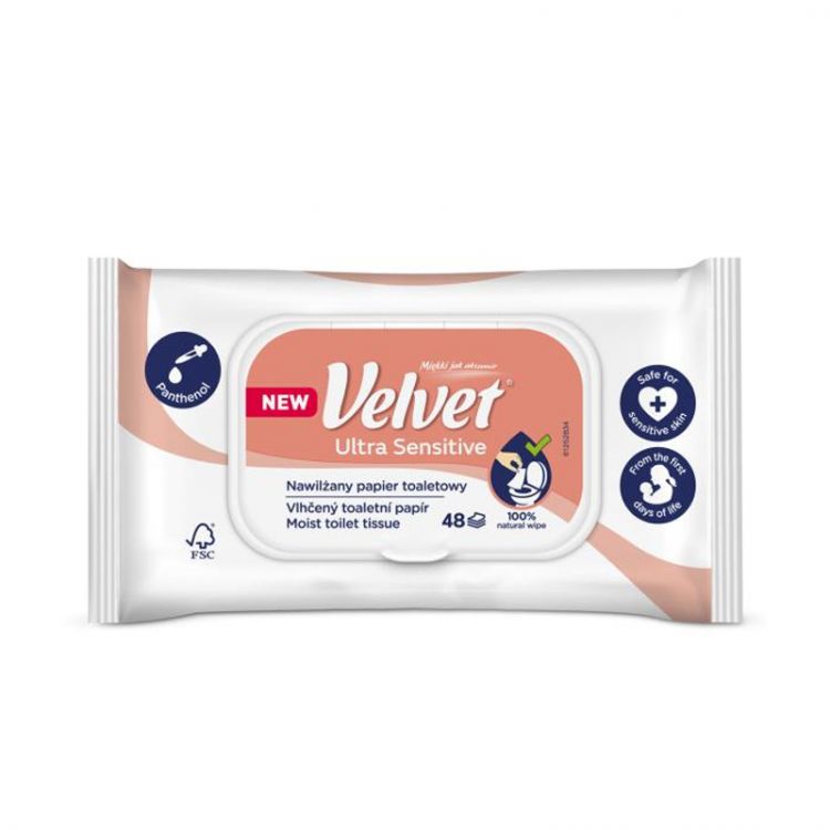 VELVET vlhčený toaletný papier Ultra Sensitive 48ks