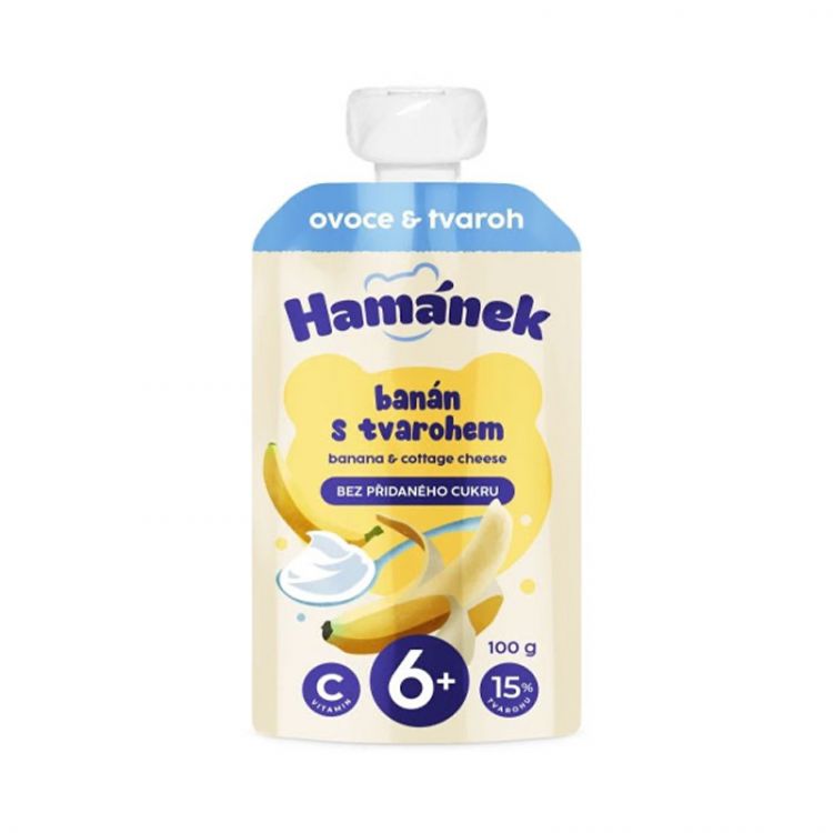 Hamánek Banán s tvarohom 6m+ 100 g