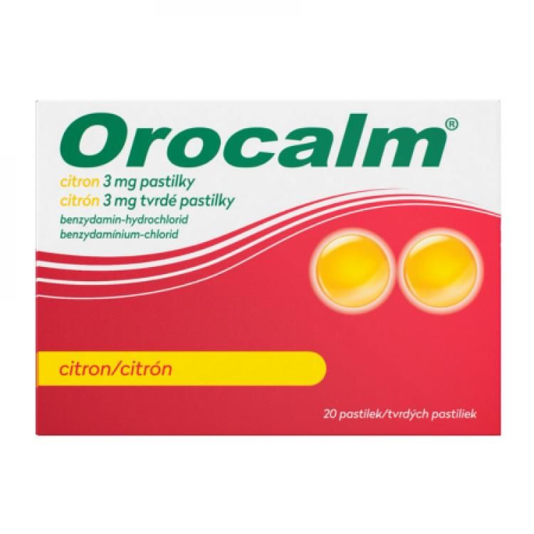 OROCALM Citrón 3 mg 20 tvrdých pastiliek