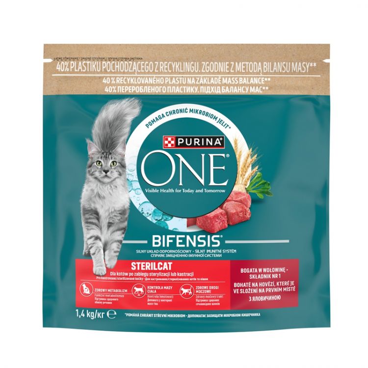 Purina ONE Bifensis Sterilised granule pre mačky hovädzie 1,4 kg