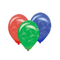 Balón L 30 cm, Happy Birthday /5 ks/