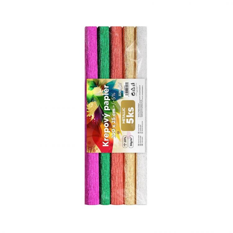 Krepový papier JUNIOR 200x25 cm METALLIC (sada 5 ks)