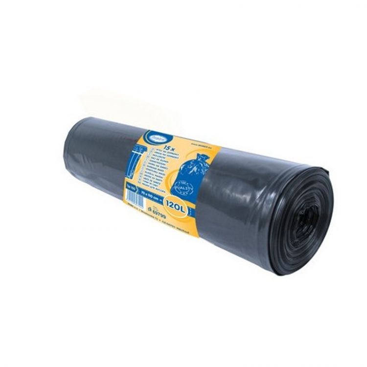Vrecia na odpad 120 l čierne 70x110 cm /hrúbka 70mic/  15 ks