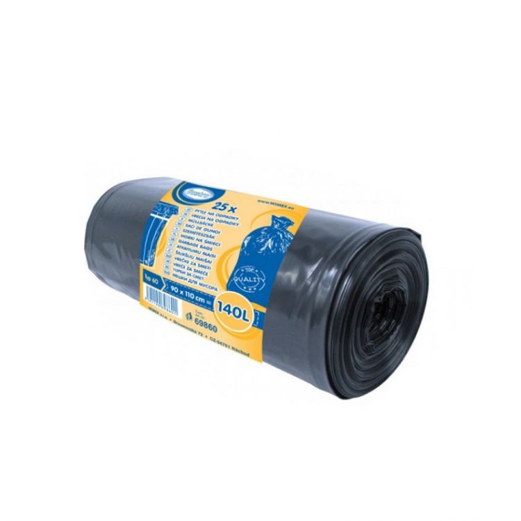 Vrecia na odpad 140 l čierne 90x110 cm /38mic/ 25 ks