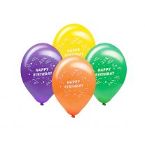 Balón M 25 cm, Happy Birthday /10 ks/
