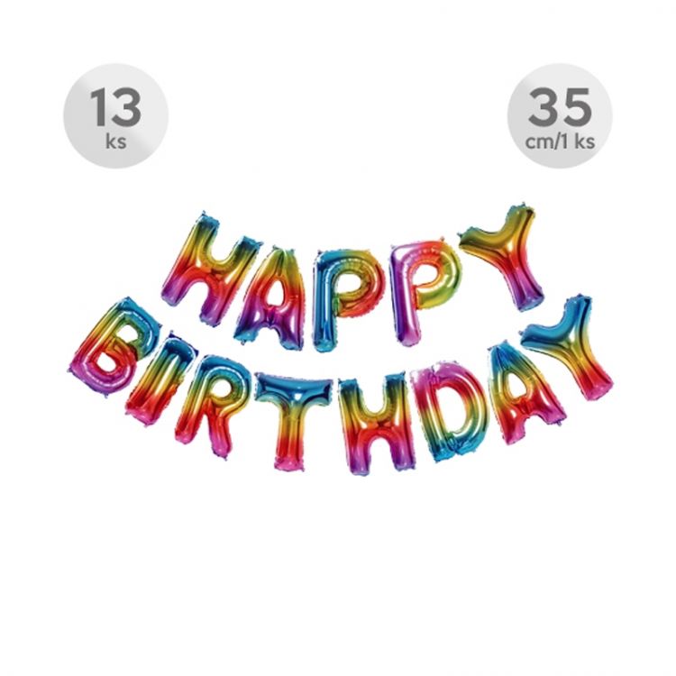 Balón narodeninový Happy Birthday 35 cm/13 ks, farebný