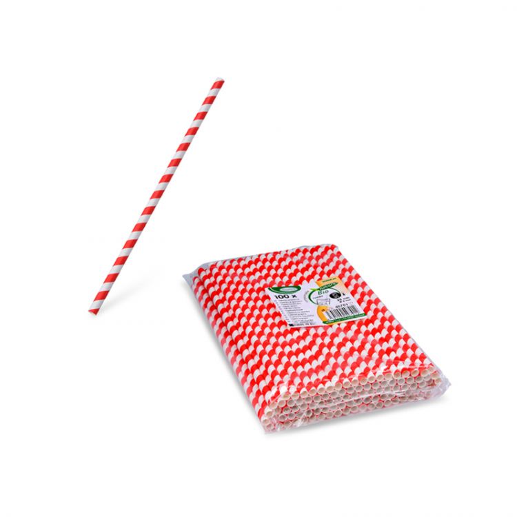 Slamka papierová Špirála červená JUMBO O8mm x 25cm [100 ks]