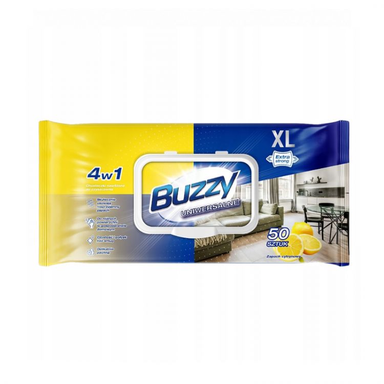 Buzzy Univerzálne čistiace obrúsky 4 v 1 s citrónovou vôňou  50ks