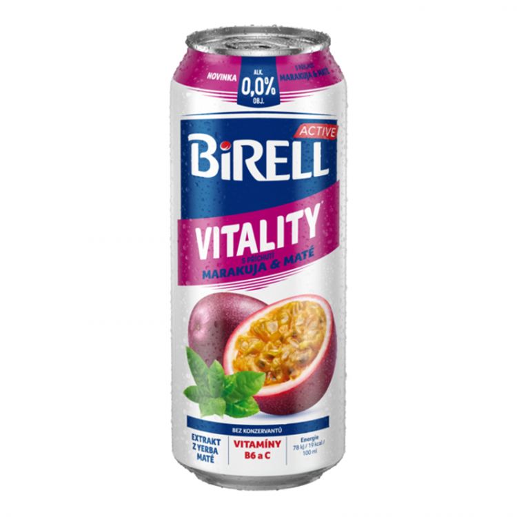 Birell 0,0 % Vitality radler nealkoholický marakuja 500 ml