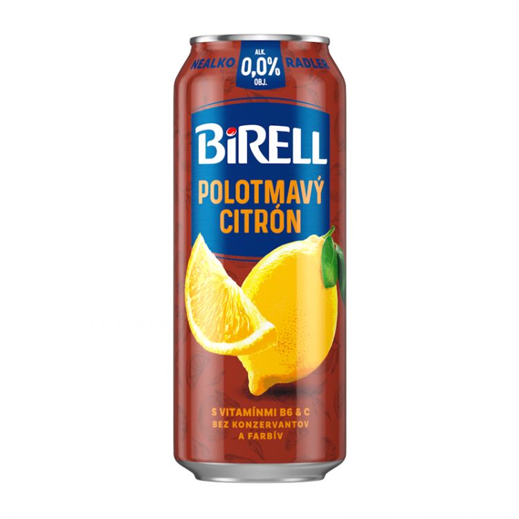 Birell 0,0 % radler nealkoholický polotmavý citrón 500 ml