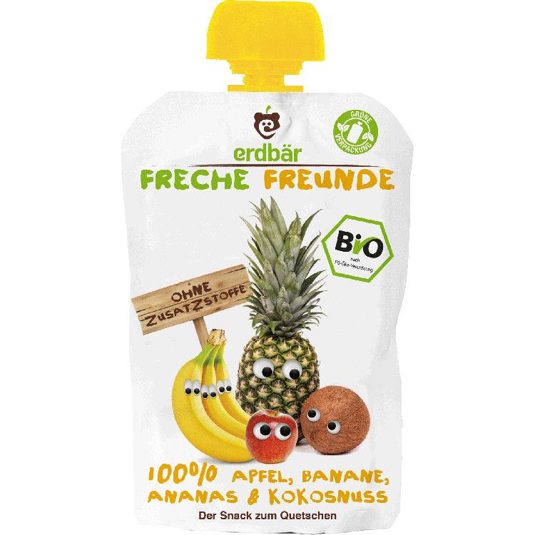 Erdbär Freche Freunde 100% jablko, banán, ananás a kokosový orech 100 g