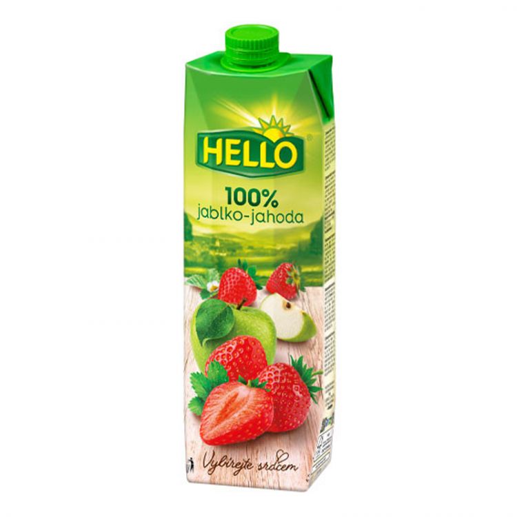 Hello 100% Jablko - Jahoda 1l