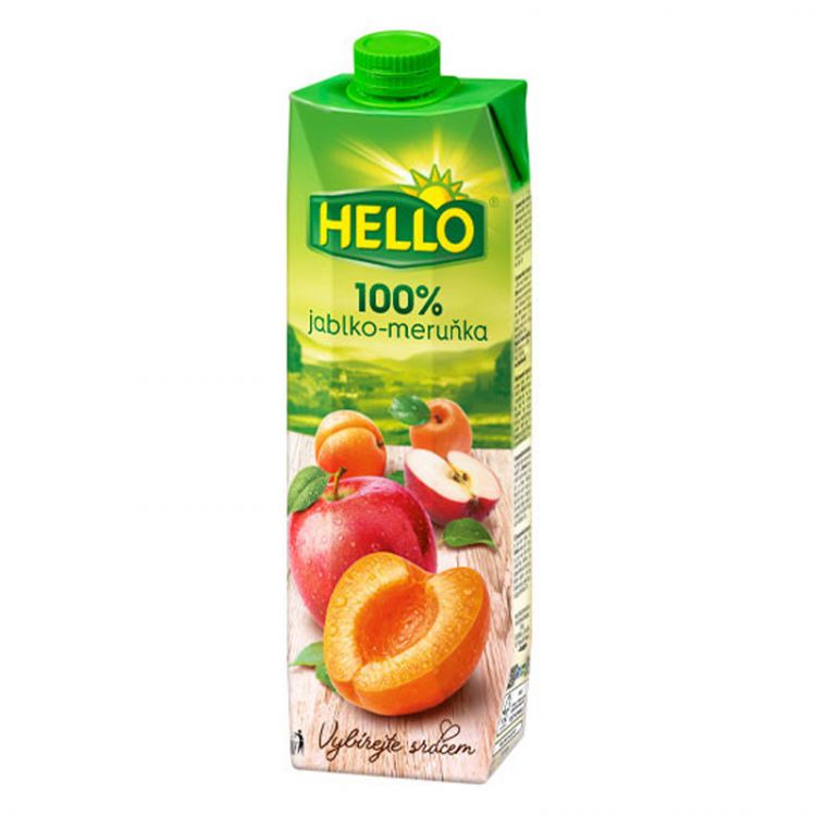 Hello 100% Jablko - Marhuľa 1l