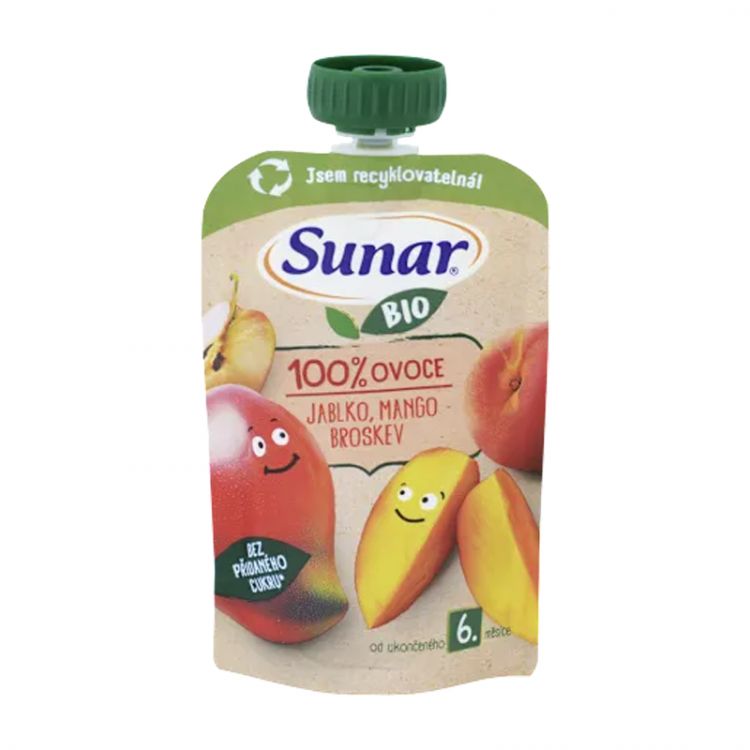 Sunar BIO Jablko Mango Broskyňa 100g