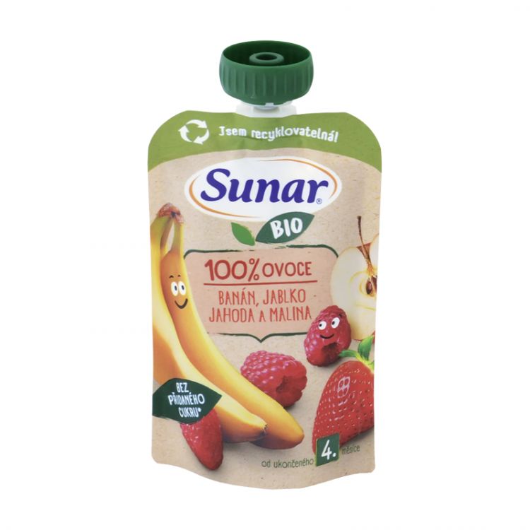 Sunar BIO Banán jablko jahoda malina 100g