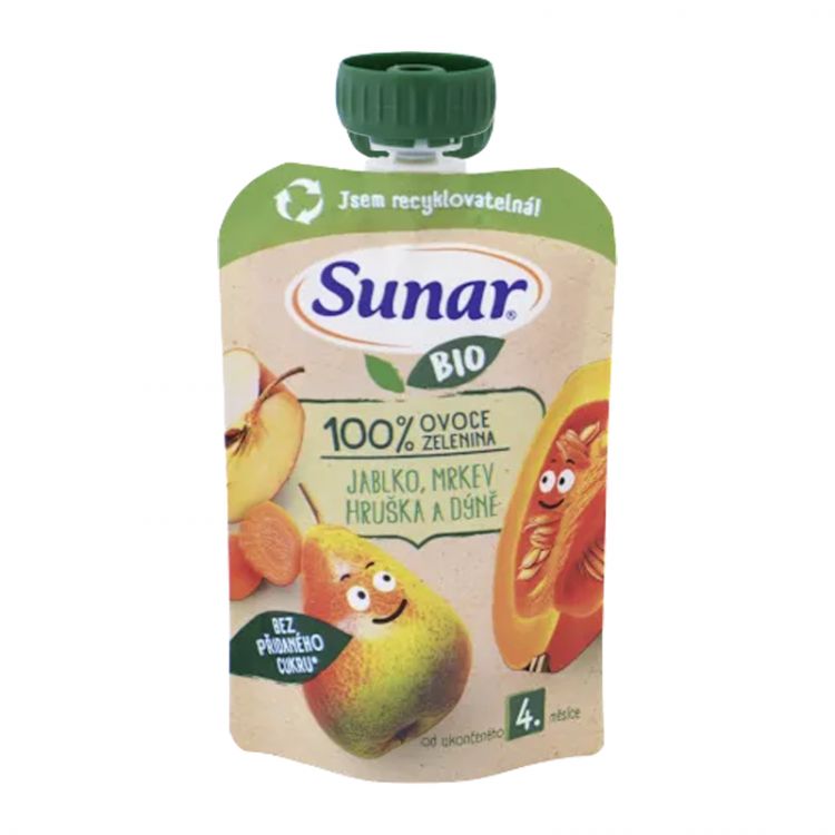 Sunar BIO Jablko Hruška Mrkva Tekvica 100g