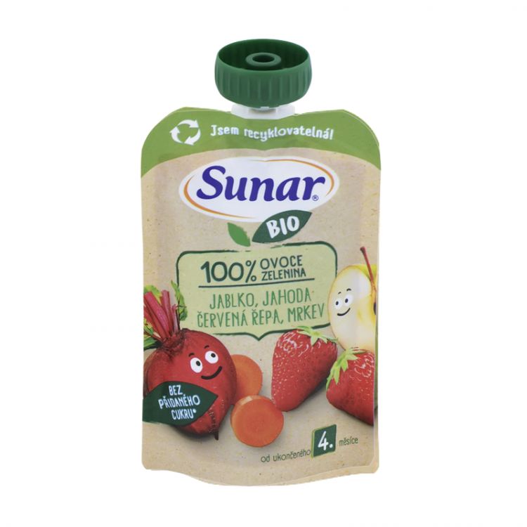 Sunar BIO Jablko jahoda červená repa 100g