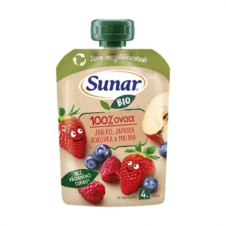 Sunar BIO Jablko Jahoda Čučoriedka Malina 100g