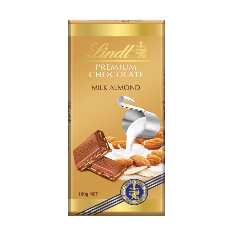 Lindt Gold Tablet Milk Almond 100g
