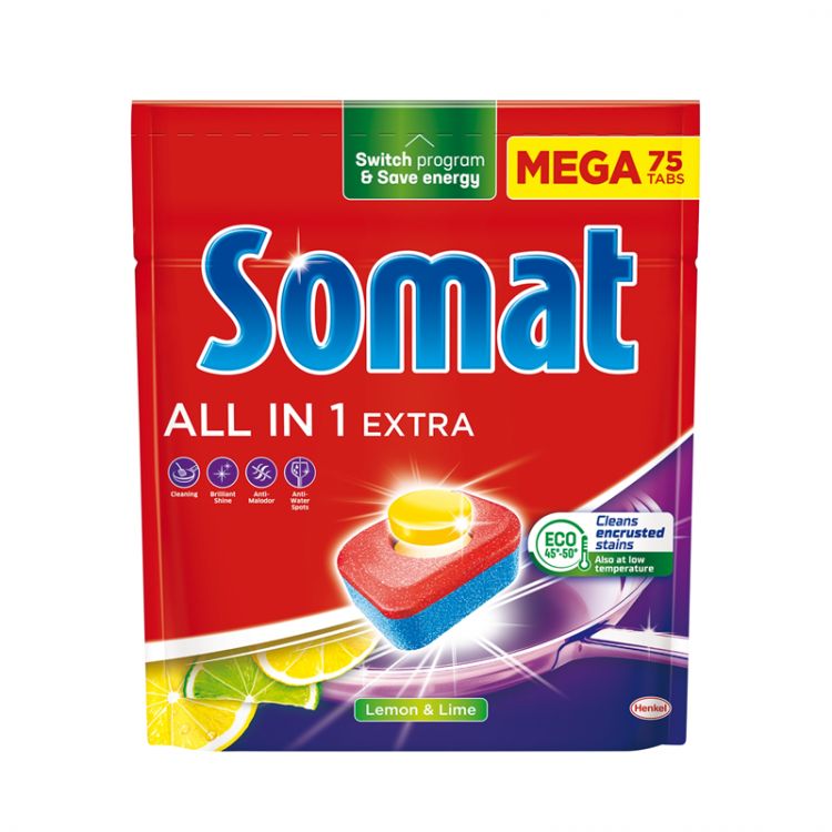 Somat dishwasher tabs 75 sc 75 pcs All in 1 Extra Lemon&Lime