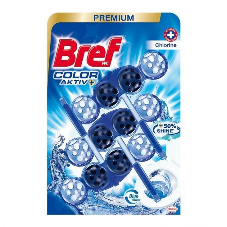 Bref toilet freshener 3x50 g Blue Actív Color Actív Chlorine