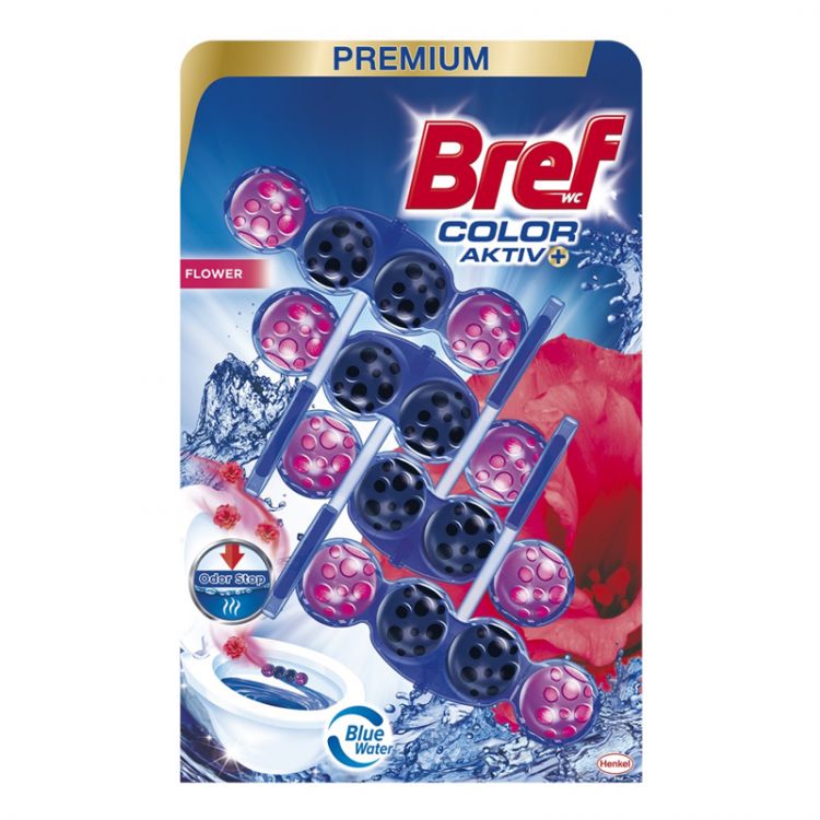 Bref toilet freshener 4x50 g Blue Aktiv Flower
