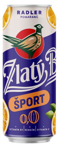 Zlatý Bažant 0,0% Šport radler nealkoholický pomaranč 500 ml