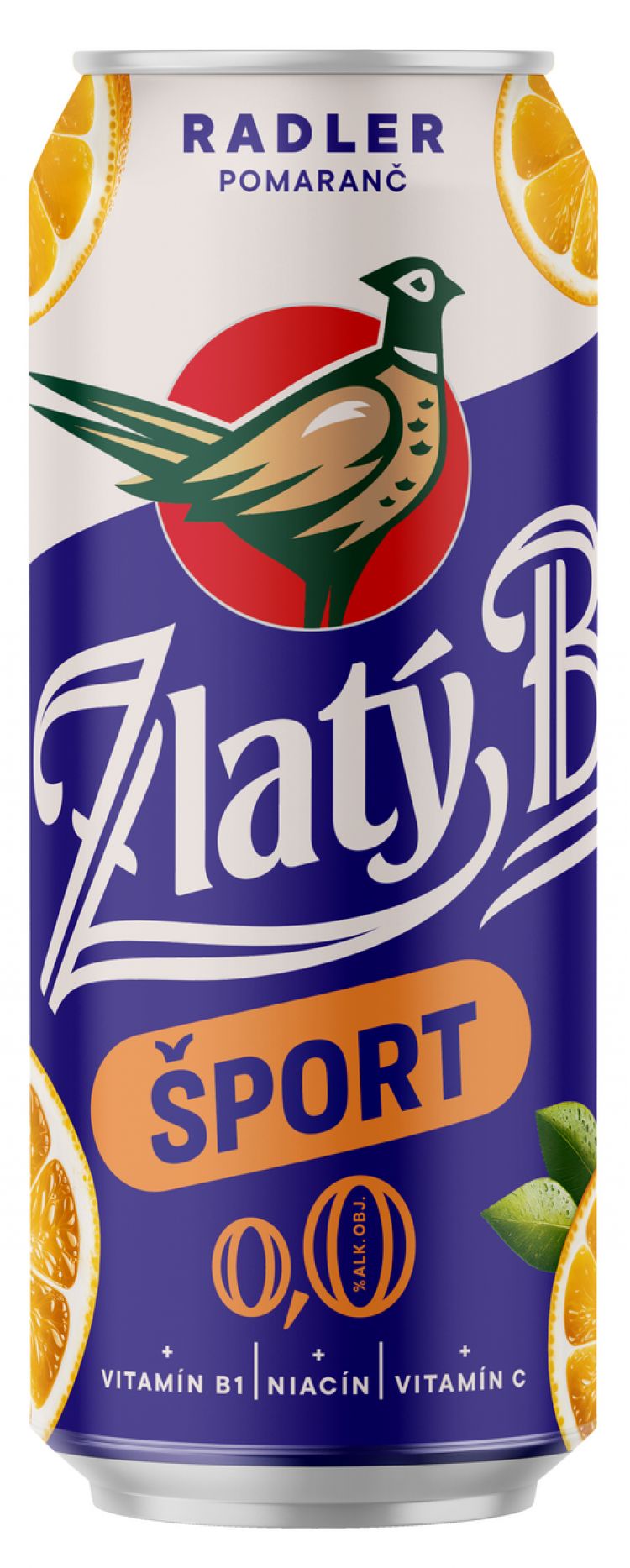 Zlatý Bažant 0,0% Šport radler nealkoholický pomaranč 500 ml