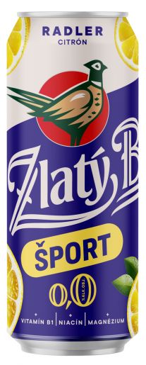 Zlatý Bažant 0,0% Šport radler nealkoholický citrón 500 ml