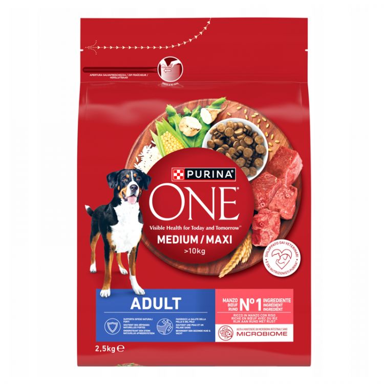 Purina ONE Medium/Maxi Adult Dog 2,5 kg s hovädzím