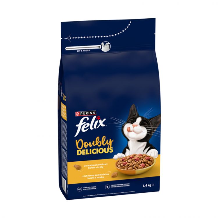 Felix Doubly Delicious Adult s kuraťom a morkou 1,4kg