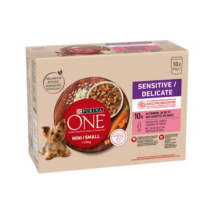 Purina ONE Mini Dog Multipack Sensitive Losos v šťave 10x85g
