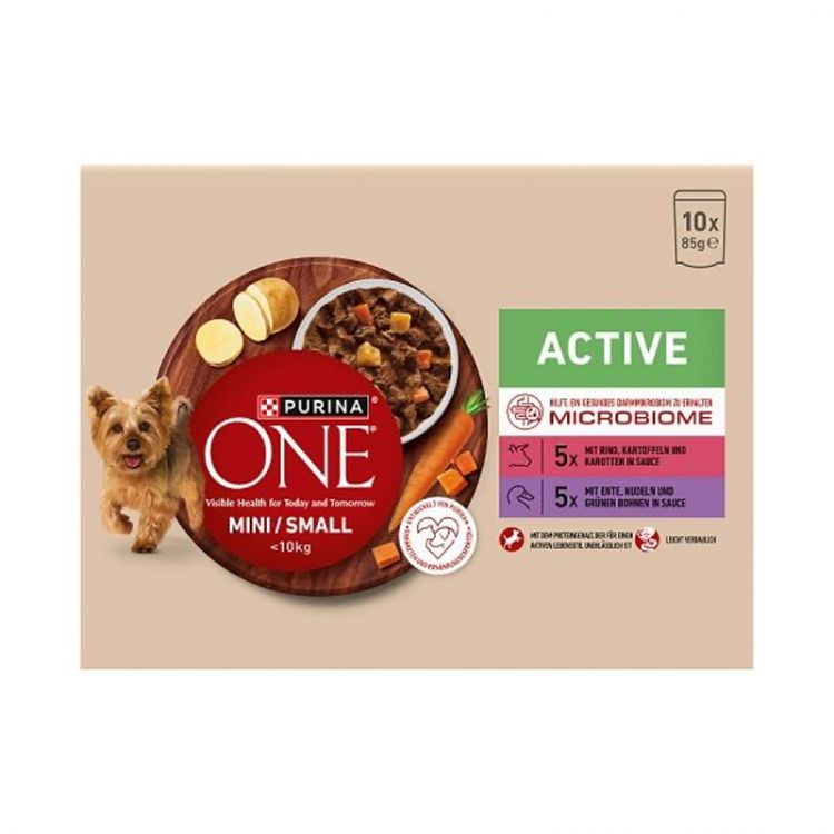 Purina ONE Mini Dog Multipack Active Hovädzie a kačica v šťave 10x85g