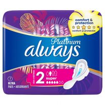 Always Platinum Super (Veľkosť 2) Menštruačné Vložky S Krídelkami 14 ks