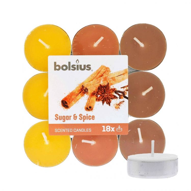 Čajové sviečky Bolsius 18ks Škorica - Sugar&Spice