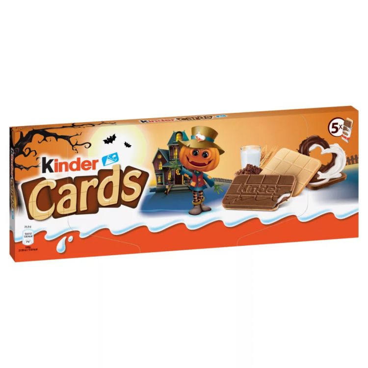 Kinder Cards Halloween chrumkavá oblátka s mliečnou a kakaovou náplňou 128 g