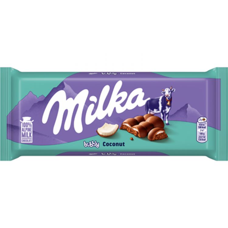 Milka Bubbly tabuľková čokoláda kokos 97 g