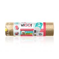 viGO! Prémiové č.1 vrecia LD zaťahovacie 4 SEZÓNY GOLD future 35L 15 ks 26mic