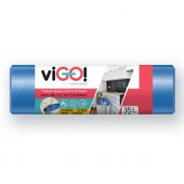 viGO! STANDARD Vrecia na odpad HD zaťahovacie modré 35 L 15 ks 11mic