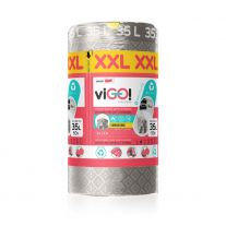 viGO! PREMIUM Eco Vrecia na odpad LD zaťahaovacie XXL STRIEBORNÉ 35 L 50 ks 26mic