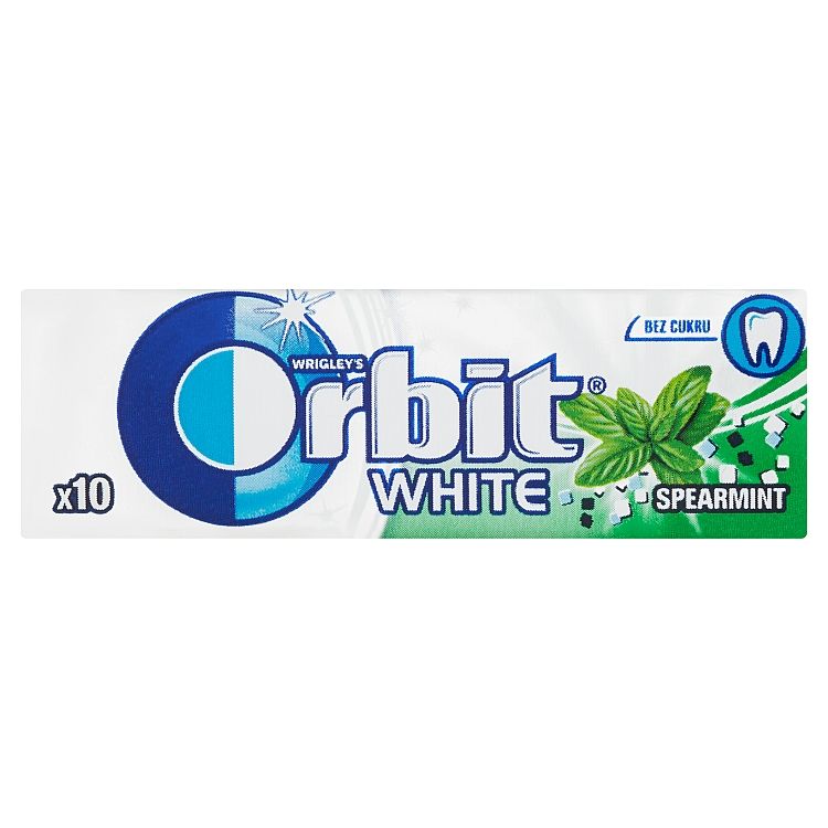 Wrigley's Orbit White Spearmint žuvačka bez cukru s mätovou a mentolovou príchuťou 10 ks 14 g